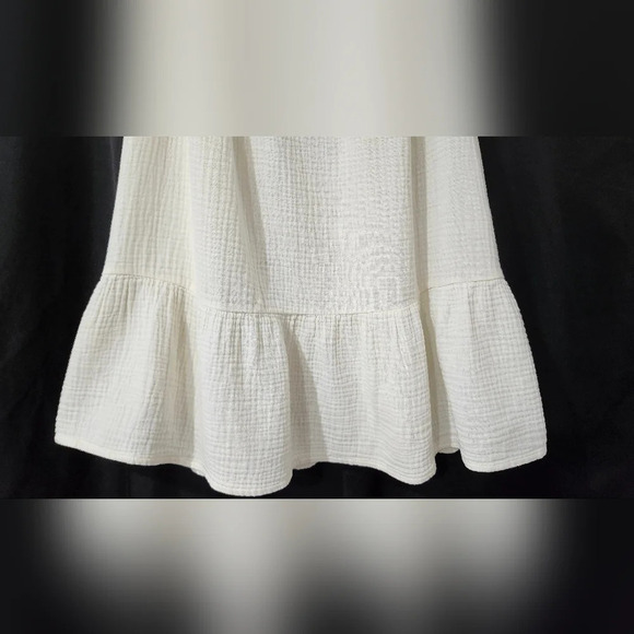 Ivory Gauzy Womens Strappy Top Size M Ruffle Hem Beachy Resort Summer - Picture 5 of 6